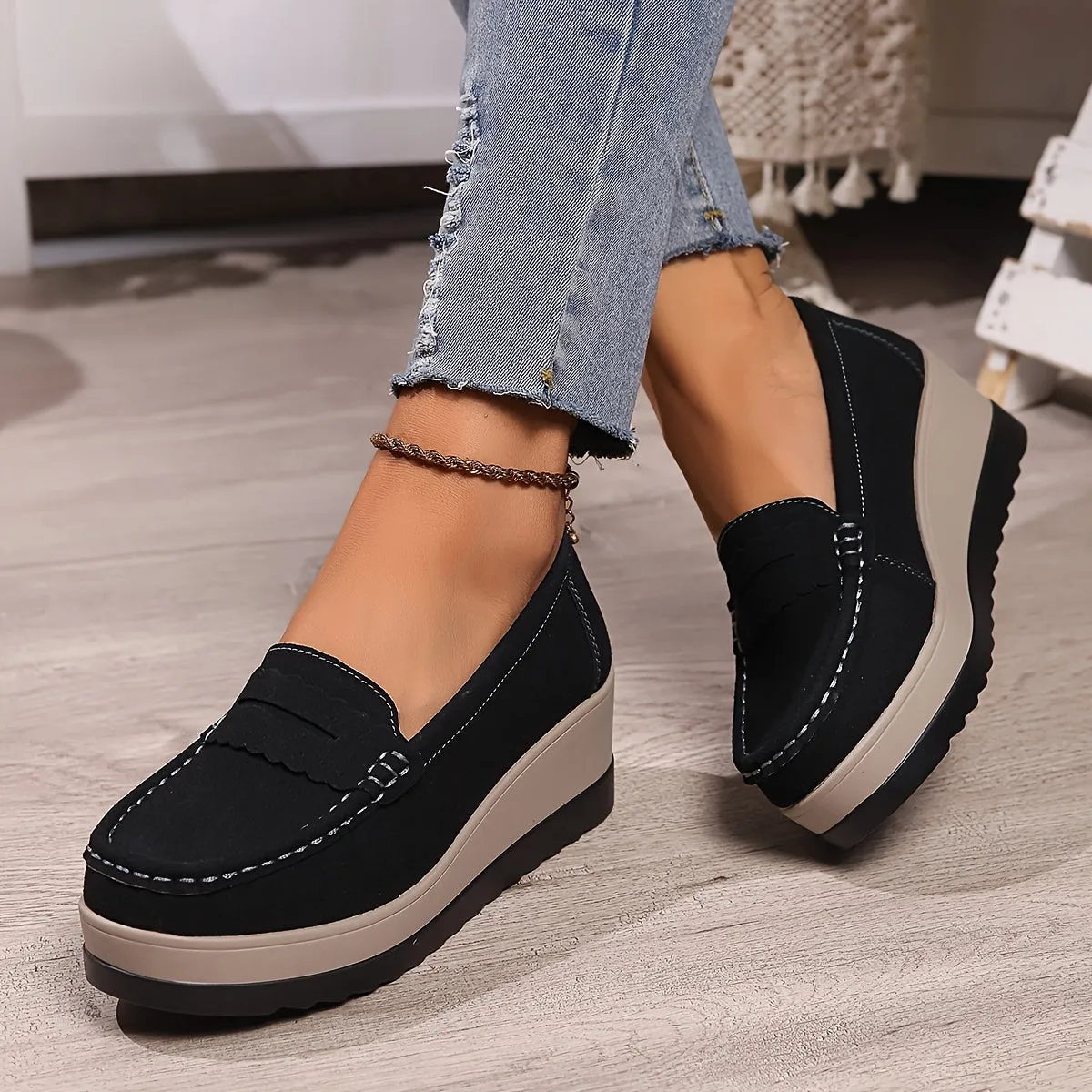 Janina | Solid Color Ladies Casual Loafers