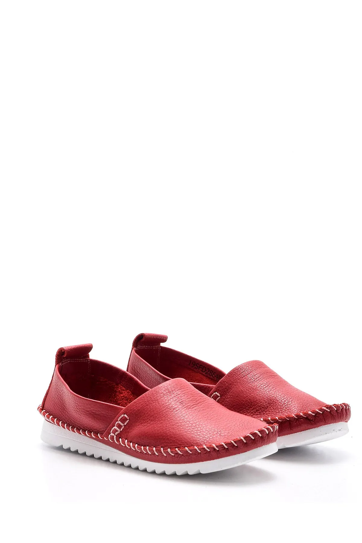 Kadın Dikiş Detaylı Deri Loafer