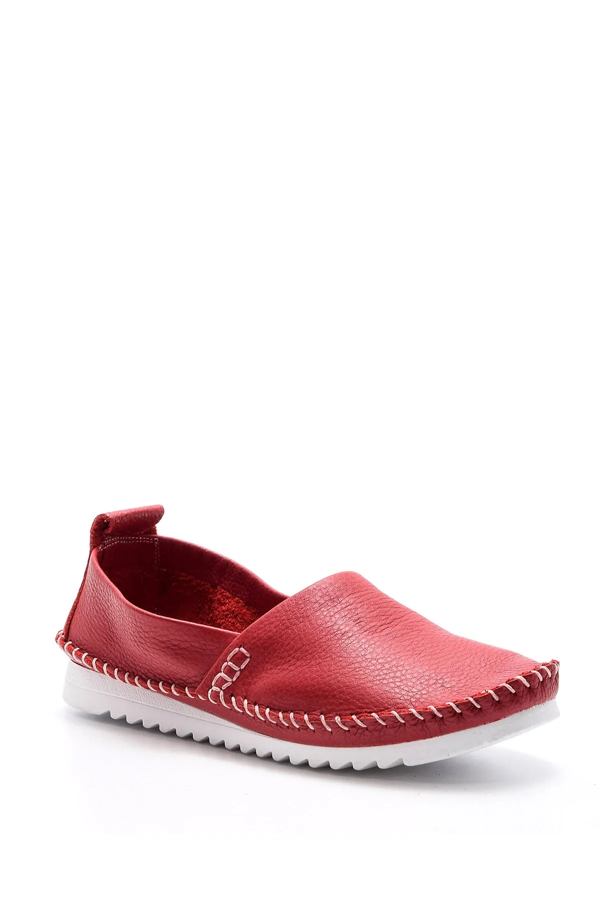Kadın Dikiş Detaylı Deri Loafer