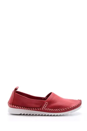Kadın Dikiş Detaylı Deri Loafer