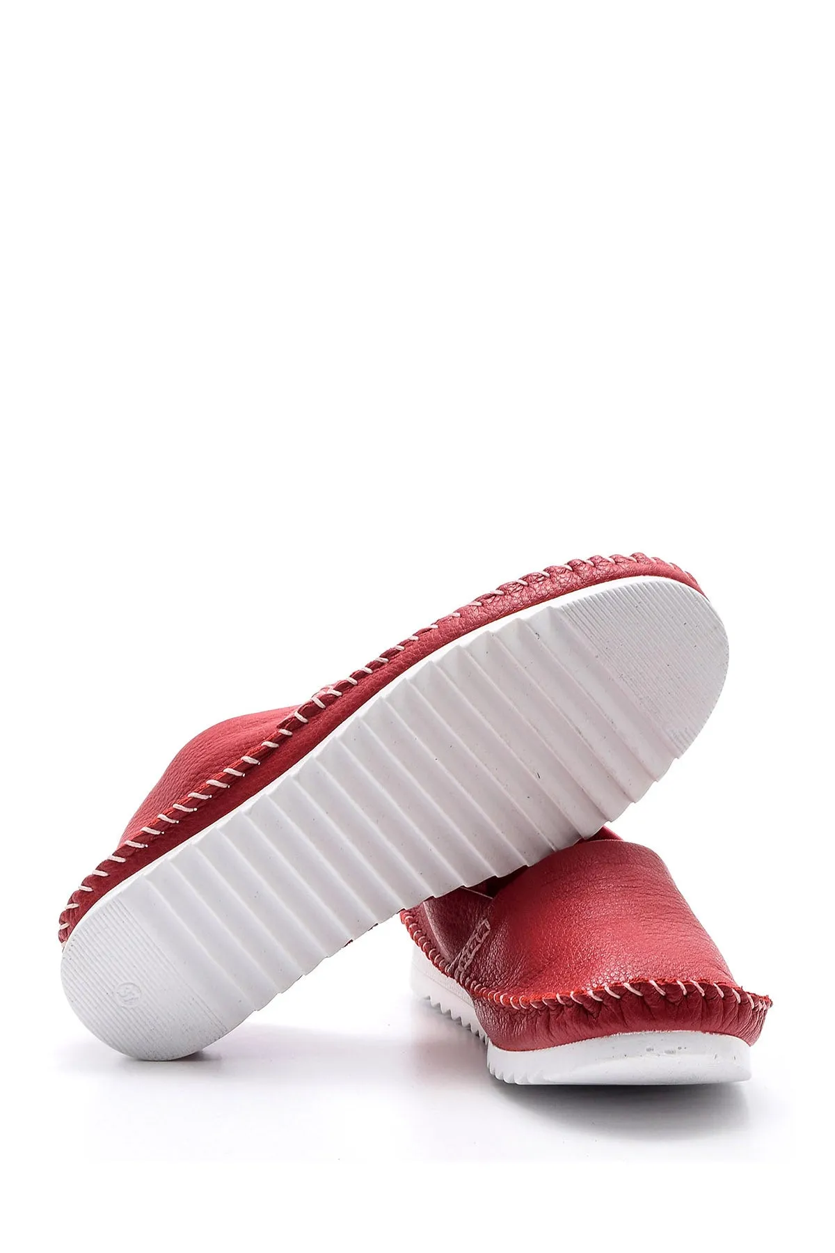 Kadın Dikiş Detaylı Deri Loafer