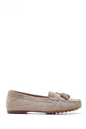 Kadın Süet Püskül Detaylı Loafer