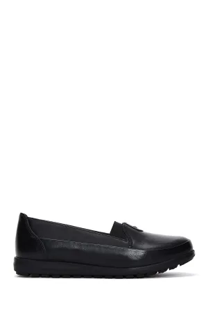 Kadın Siyah Deri Comfort Loafer