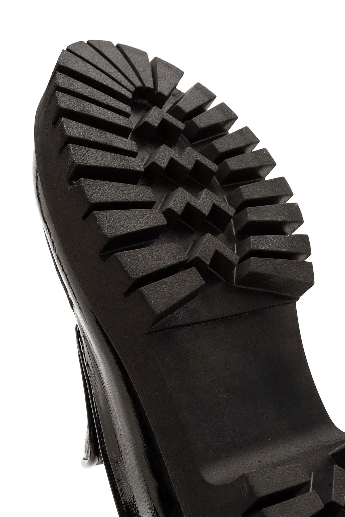 Kadın Siyah Rugan Deri Maskülen Loafer