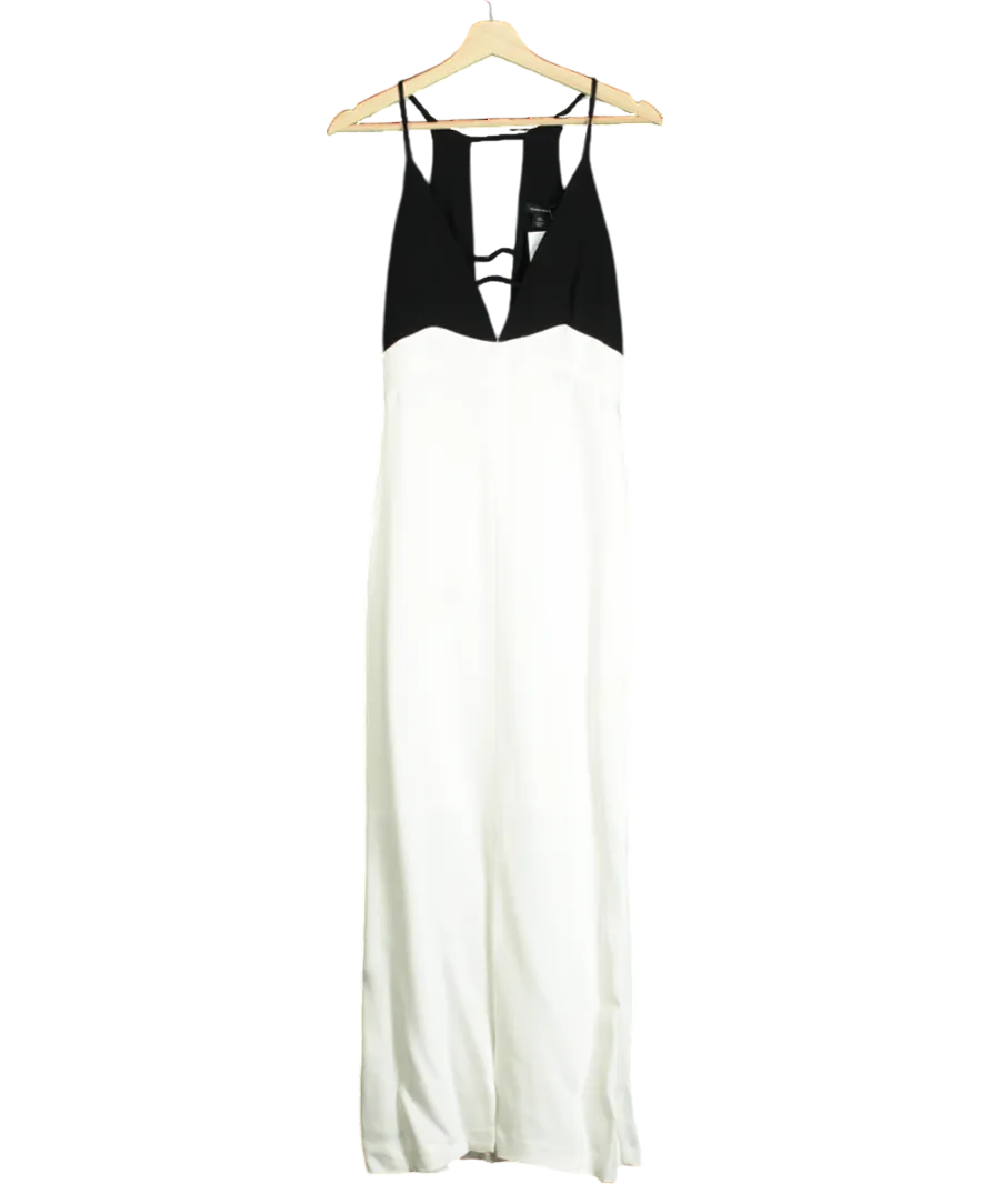 Karen Millen White Premium Viscose Woven Crepe Contrast Panel Midi Dress UK 8
