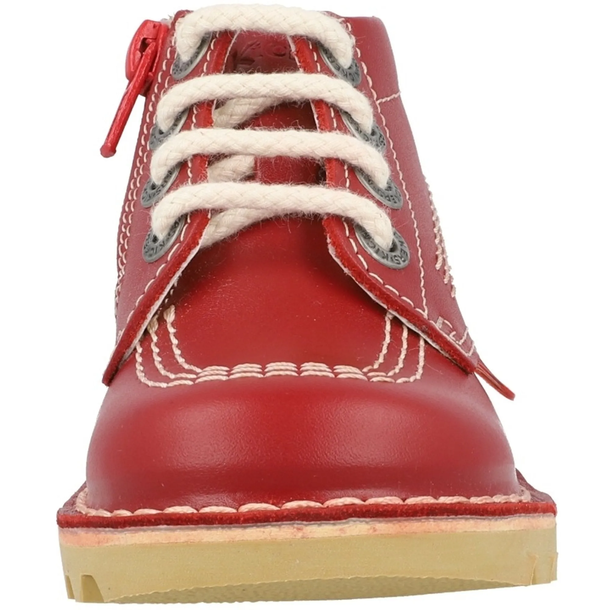 Kickers Kick Hi Zip I Red Leather Kids Boots