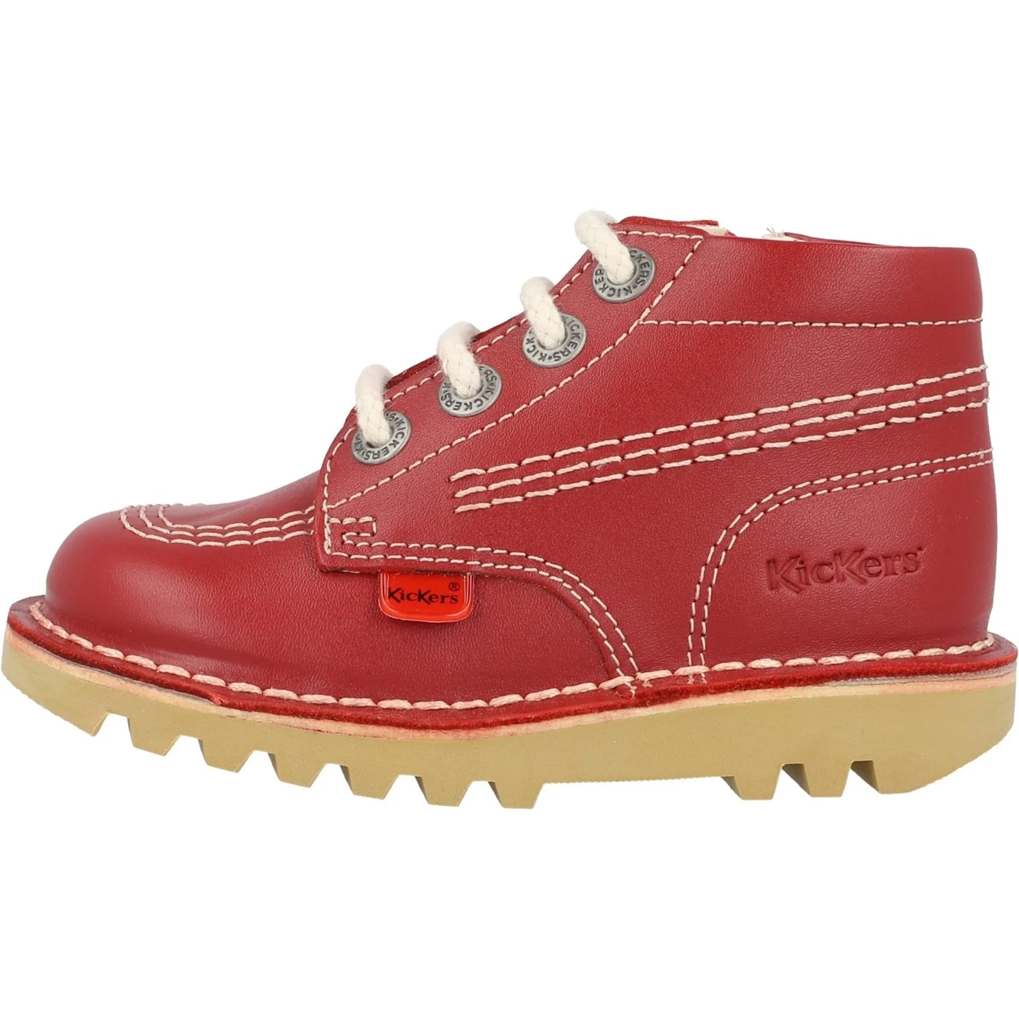 Kickers Kick Hi Zip I Red Leather Kids Boots
