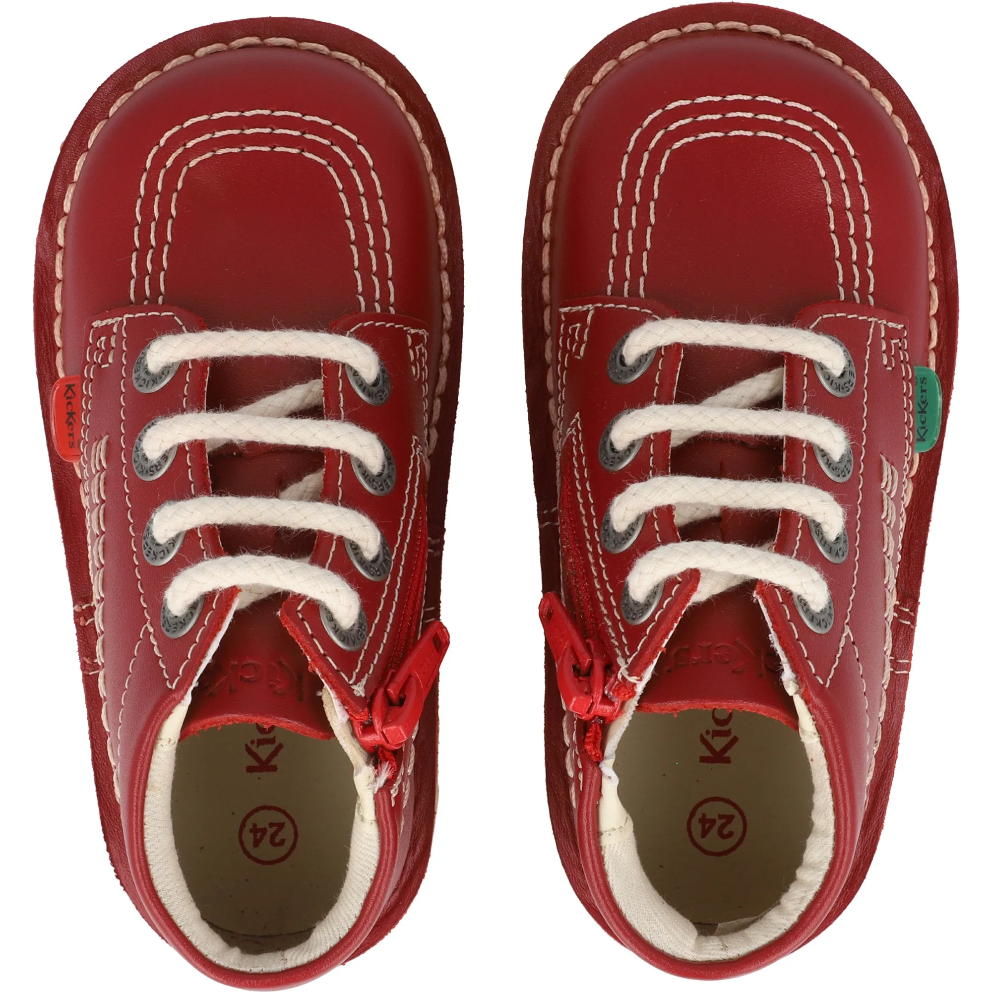Kickers Kick Hi Zip I Red Leather Kids Boots