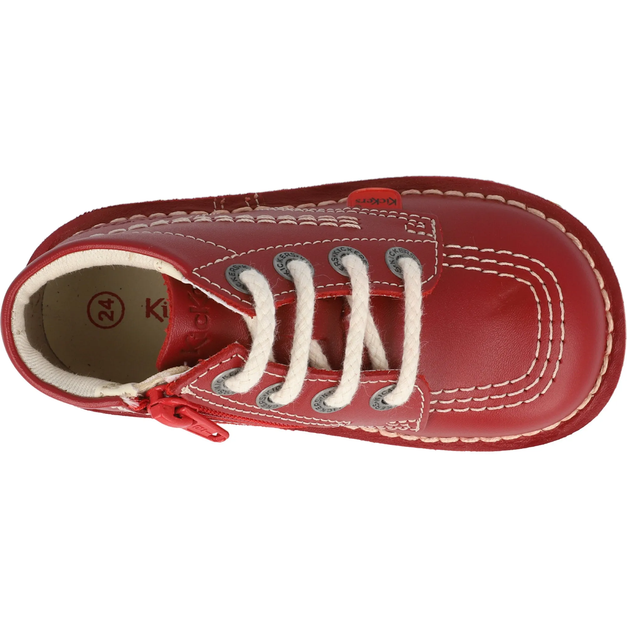 Kickers Kick Hi Zip I Red Leather Kids Boots