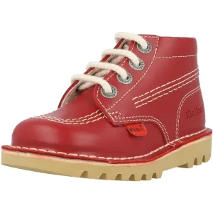 Kickers Kick Hi Zip I Red Leather Kids Boots
