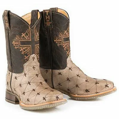 Kid's Tin Haul Lil Gospel Boots John 3:16 Sole Handcrafted Tan