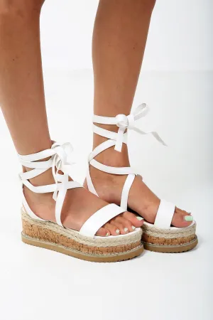 Lace Up PU Espadrille Wedges