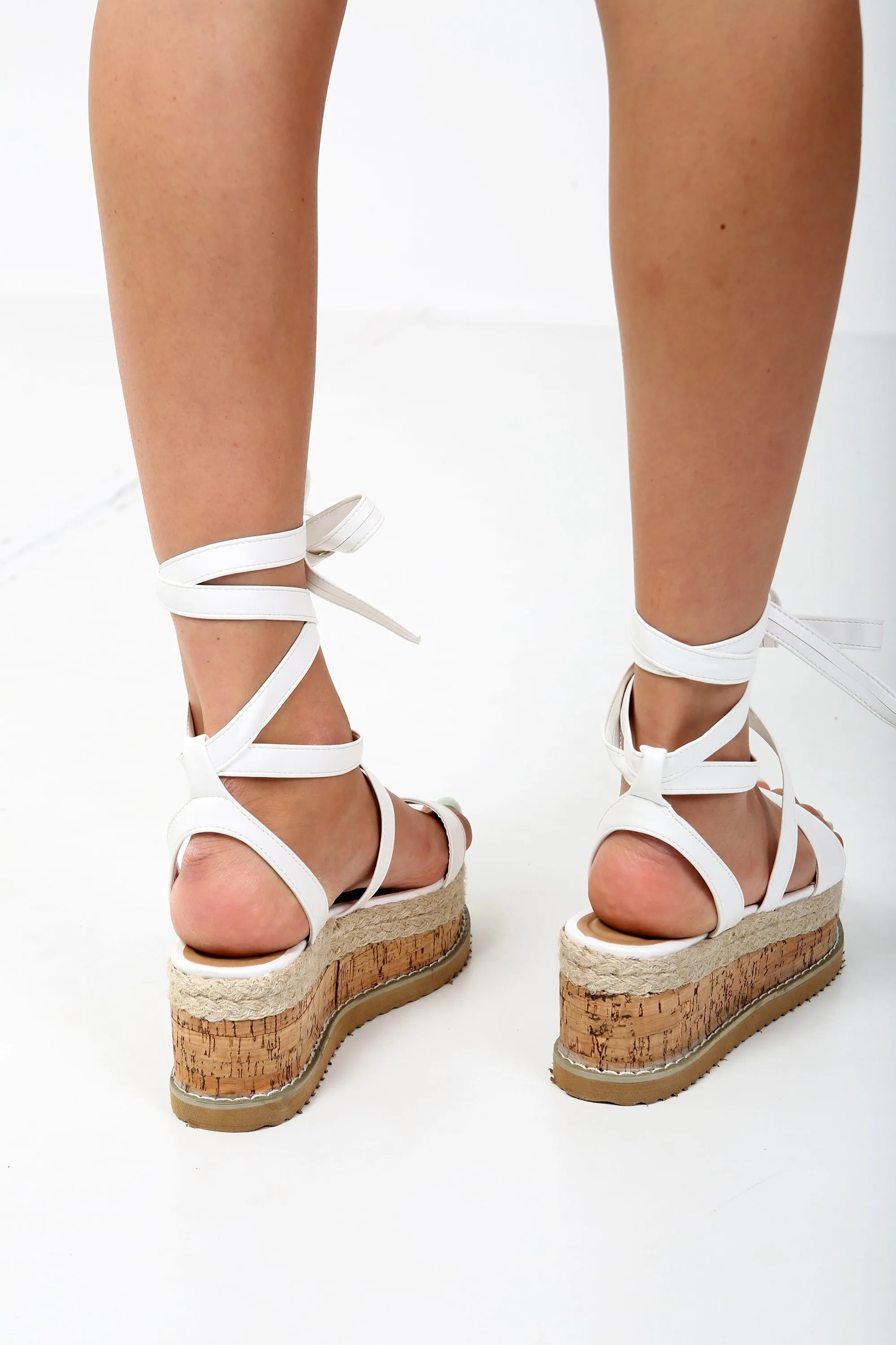Lace Up PU Espadrille Wedges