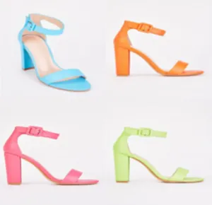LADIES BARELY THERE HIGH BLOCK HEEL OPEN TOE ANKLE STRAP SANDALS