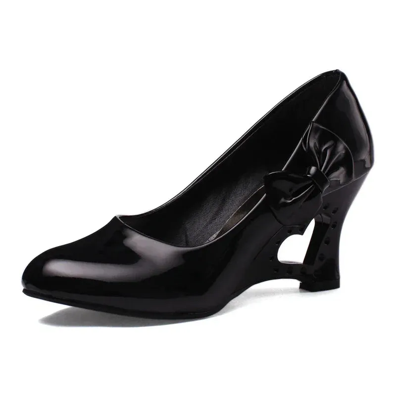 Ladies Stiletto Big Size 34-43 Womens High Heels Shoes Strange Heart Heels Woman Pumps Bowtie Office Wedding
