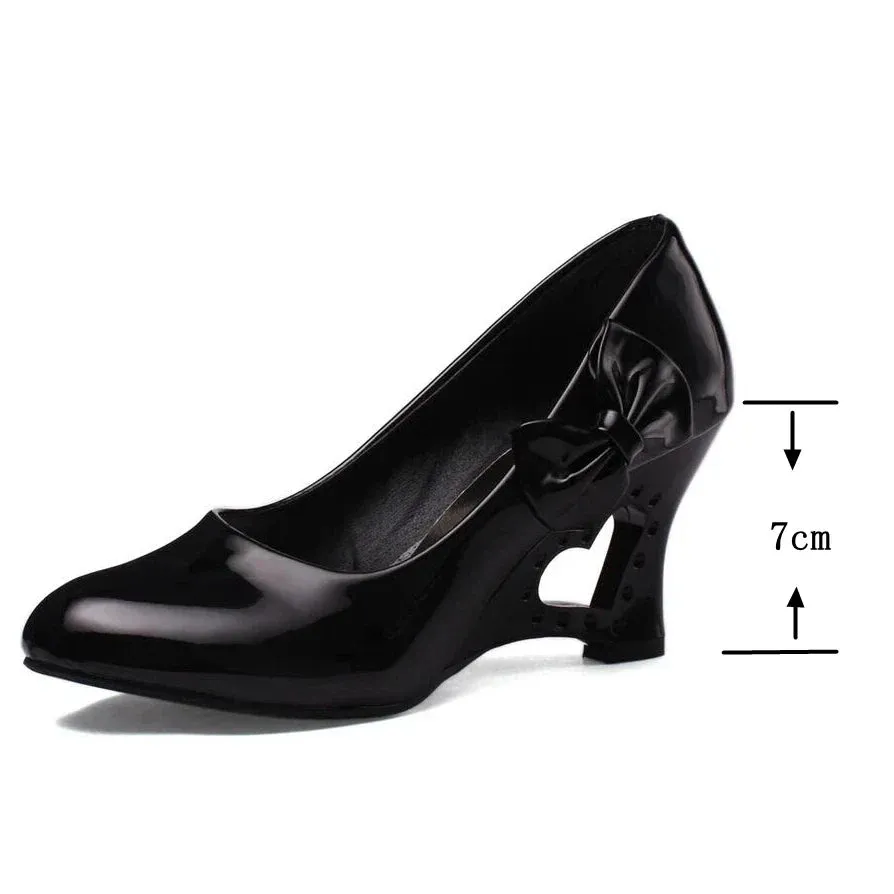 Ladies Stiletto Big Size 34-43 Womens High Heels Shoes Strange Heart Heels Woman Pumps Bowtie Office Wedding