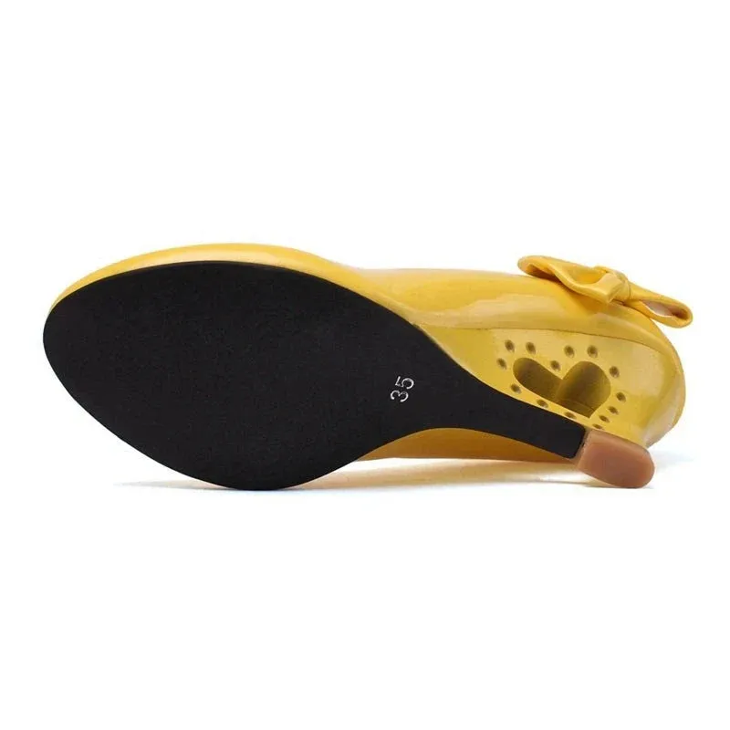 Ladies Stiletto Big Size 34-43 Womens High Heels Shoes Strange Heart Heels Woman Pumps Bowtie Office Wedding