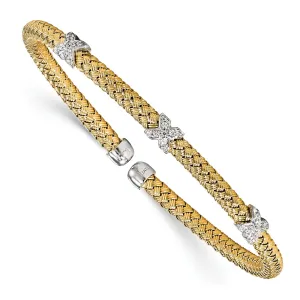 Leslie Sterling Silver Gold-tone C.Z Woven Cuff