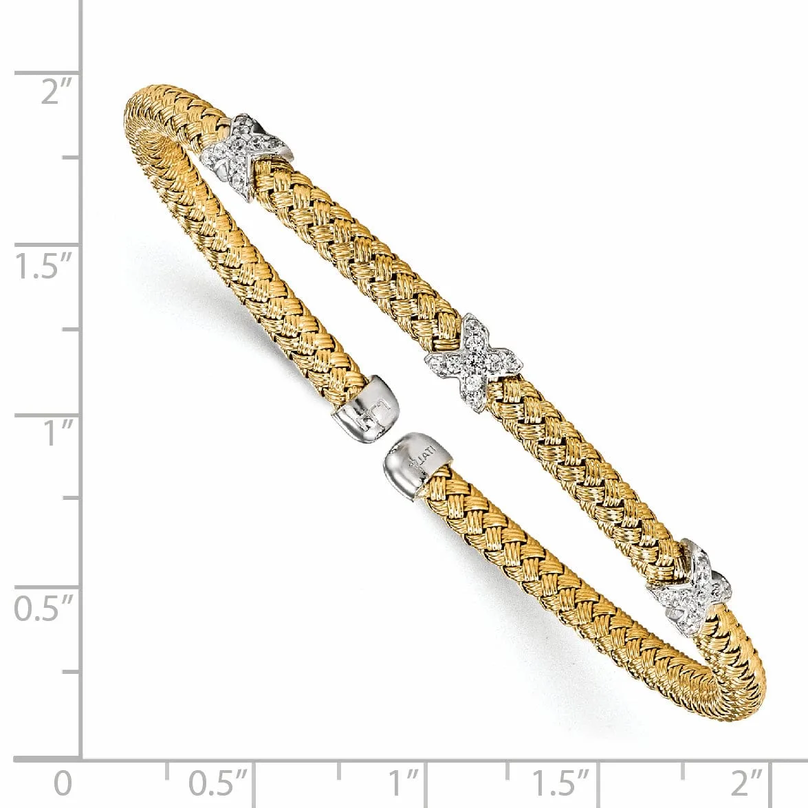Leslie Sterling Silver Gold-tone C.Z Woven Cuff