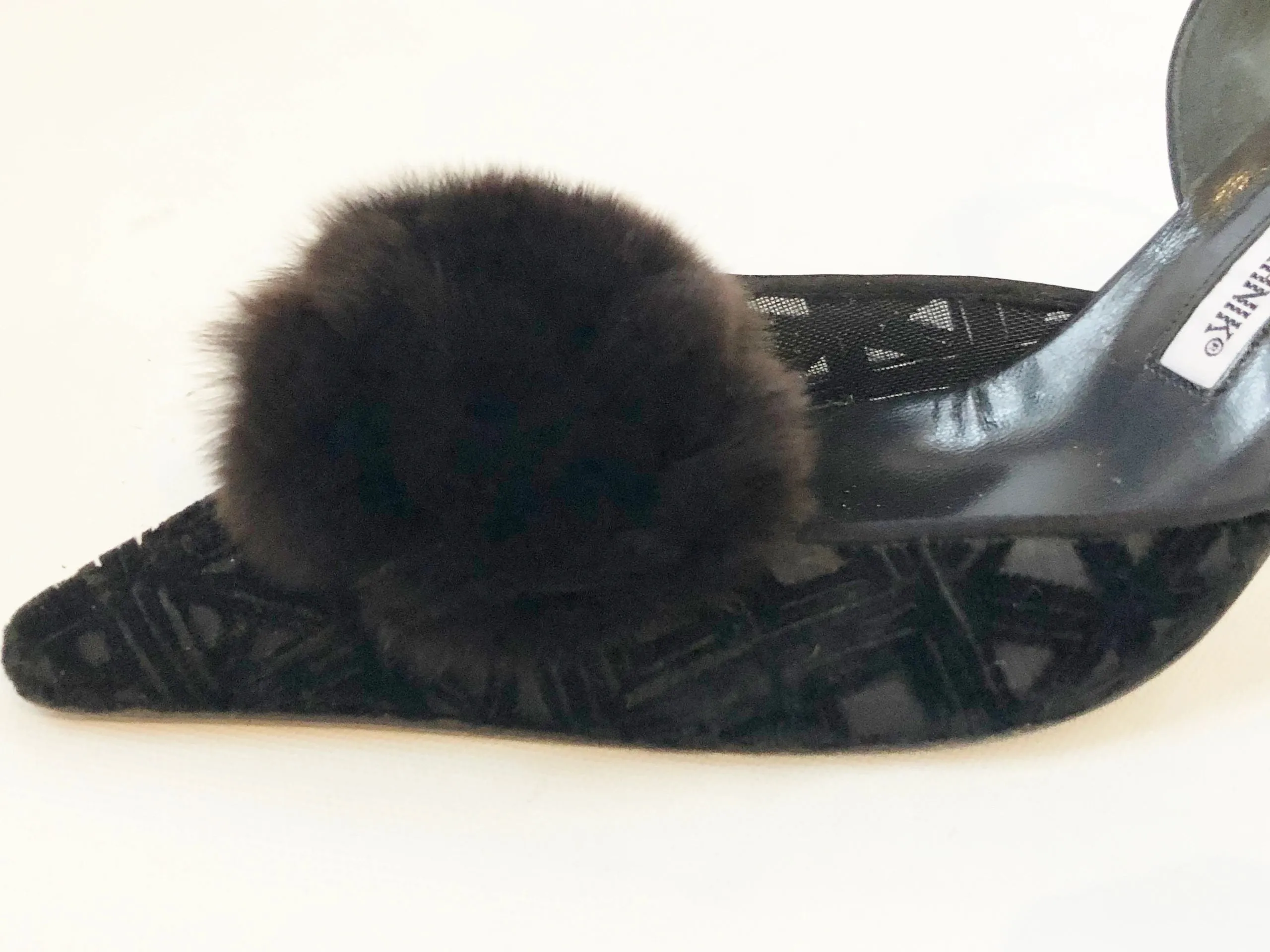Manolo Blahnik Fur Trim Slingback Size 39 It (9 Us)