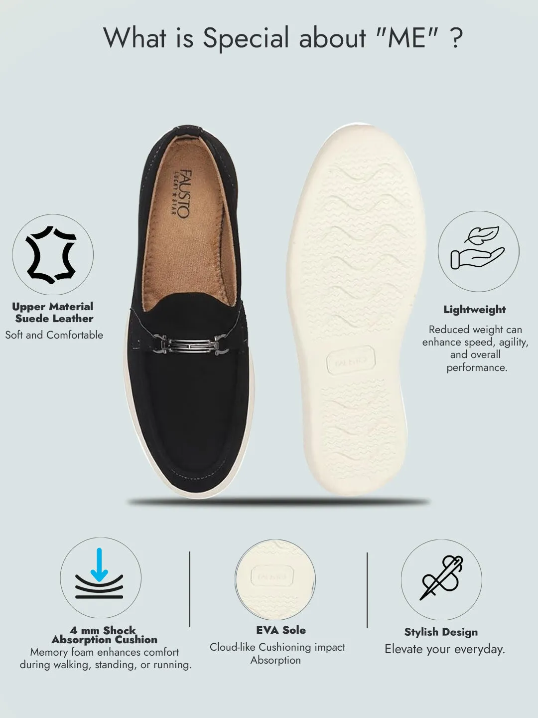 Men Black Suede Classic Ultra Light Comfort Horsebit Buckle Slip On Casual Loafer Shoes|Memory Cushion Insole|EVA Slip On Shoe