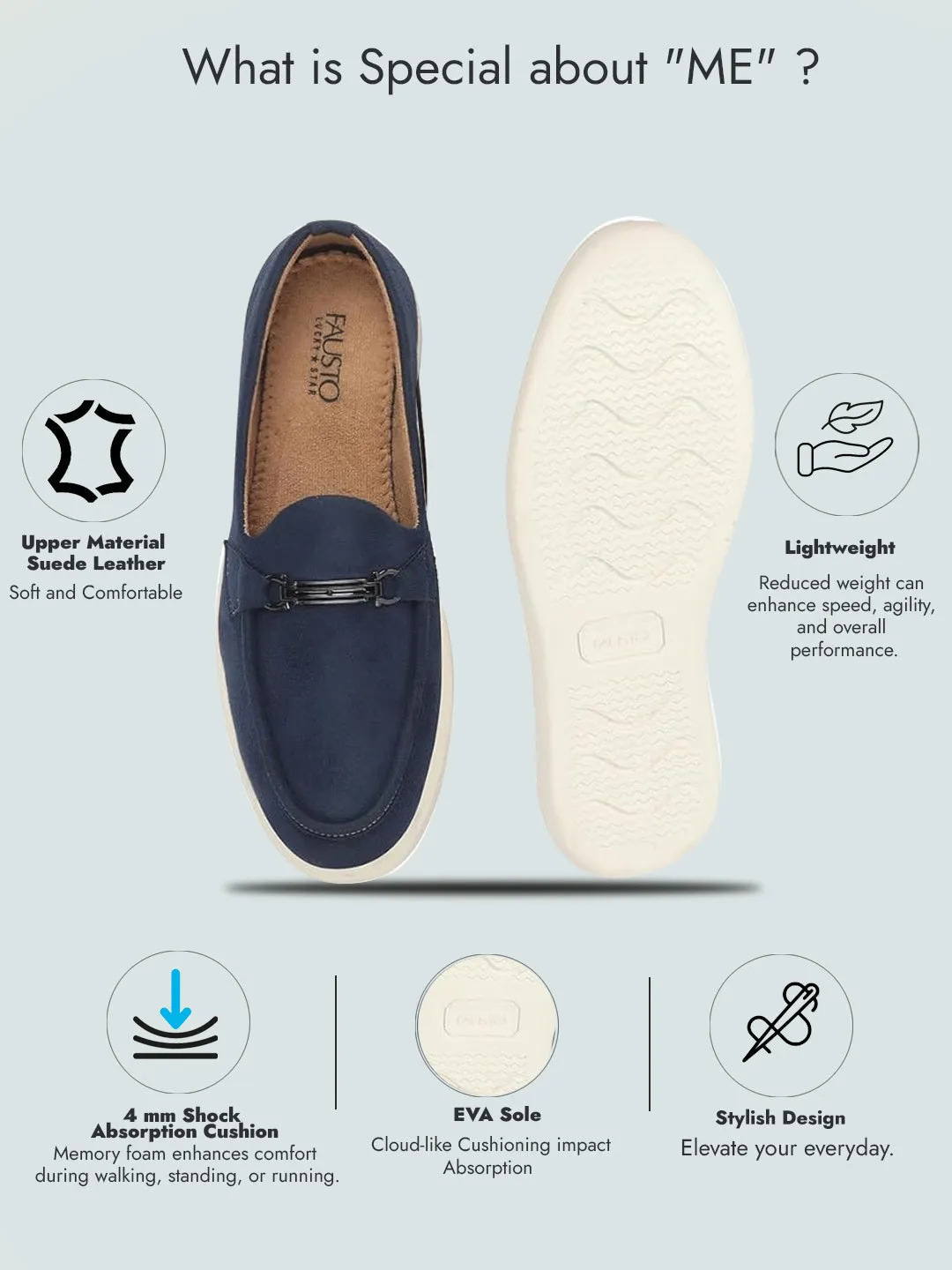 Men Blue Suede Classic Ultra Light Comfort Horsebit Buckle Slip On Casual Loafer Shoes|Memory Cushion Insole|EVA Slip On Shoe