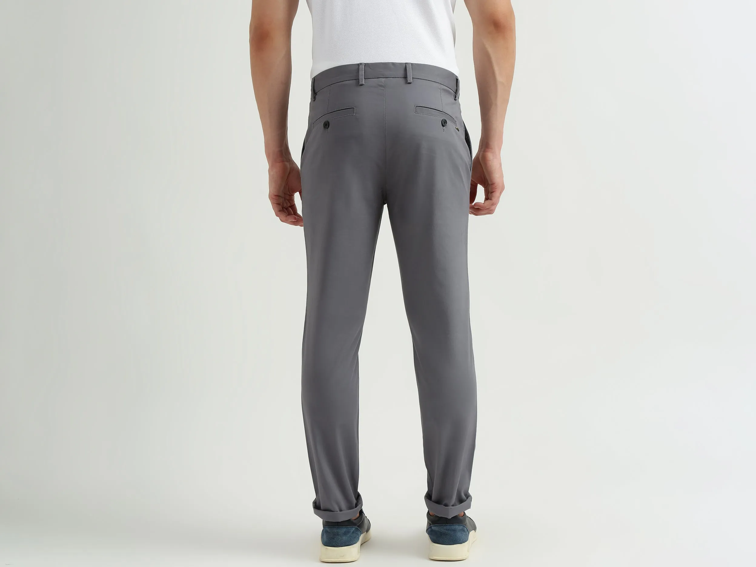 Mens Slim Fit Solid Trousers