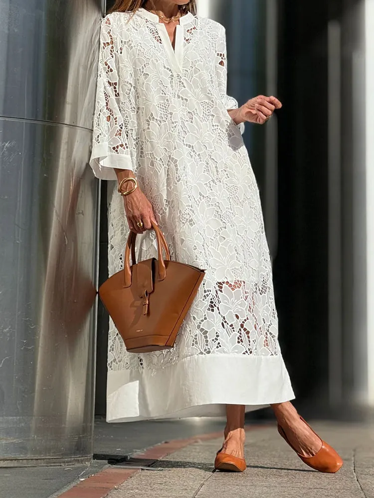 Mireille | Modern Flowing Refined Lace Dress