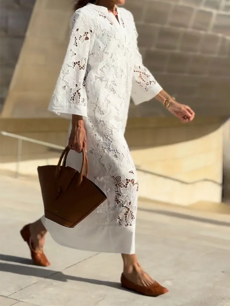 Mireille | Modern Flowing Refined Lace Dress