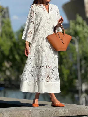 Mireille | Modern Flowing Refined Lace Dress