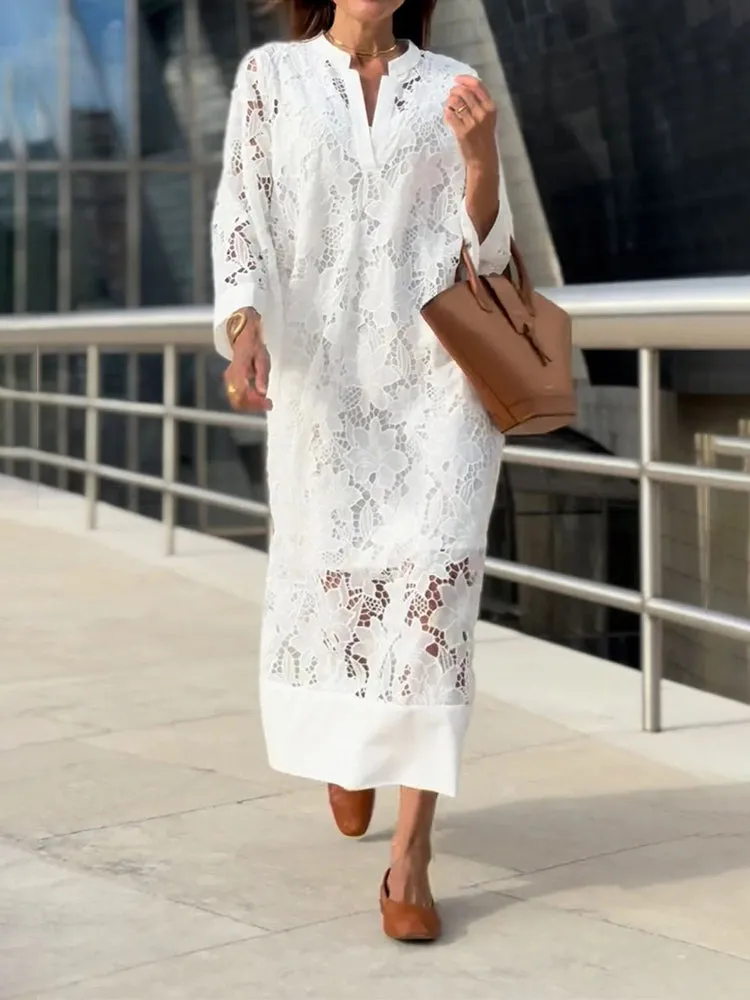 Mireille | Modern Flowing Refined Lace Dress
