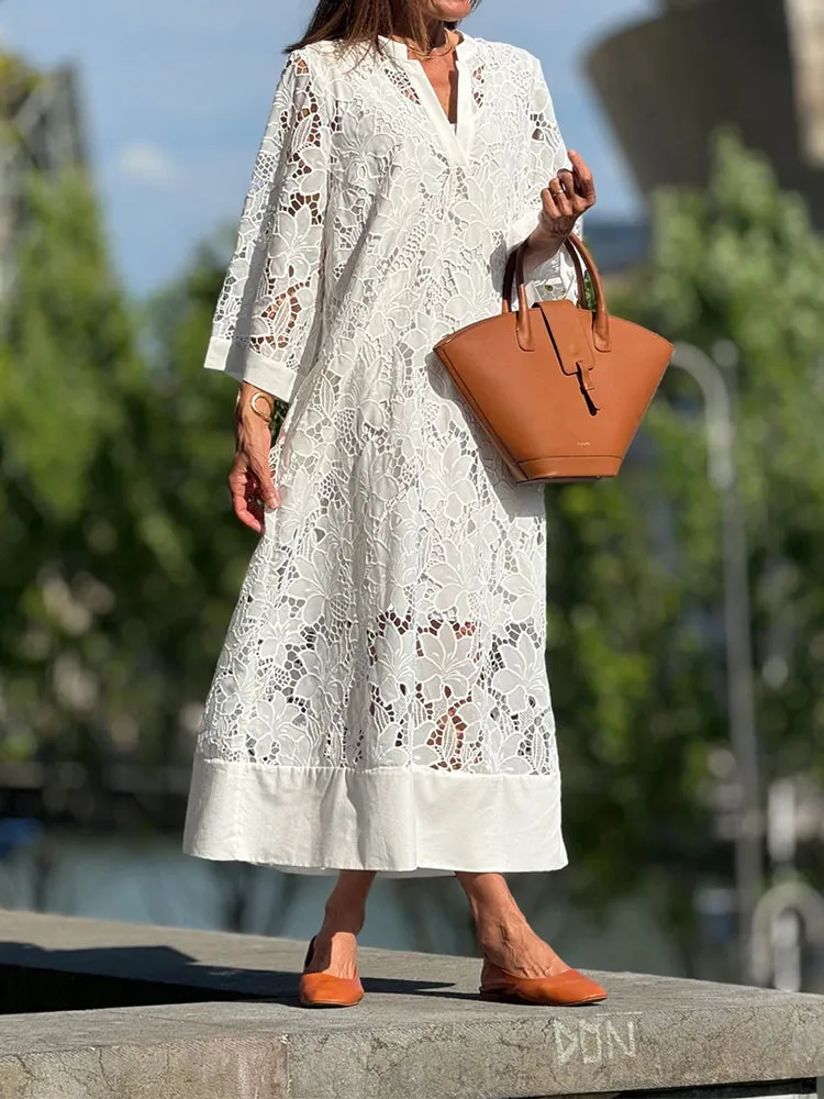 Mireille | Modern Flowing Refined Lace Dress