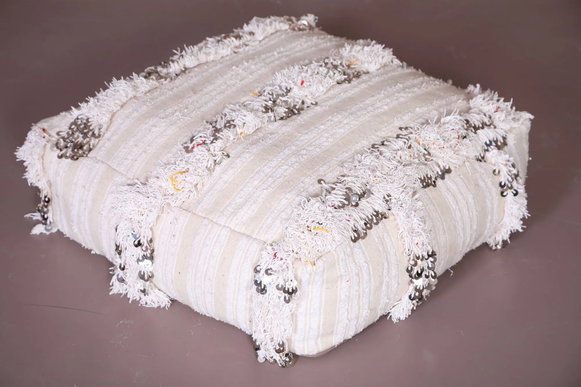 Moroccan handwoven woven berber kilim pouf