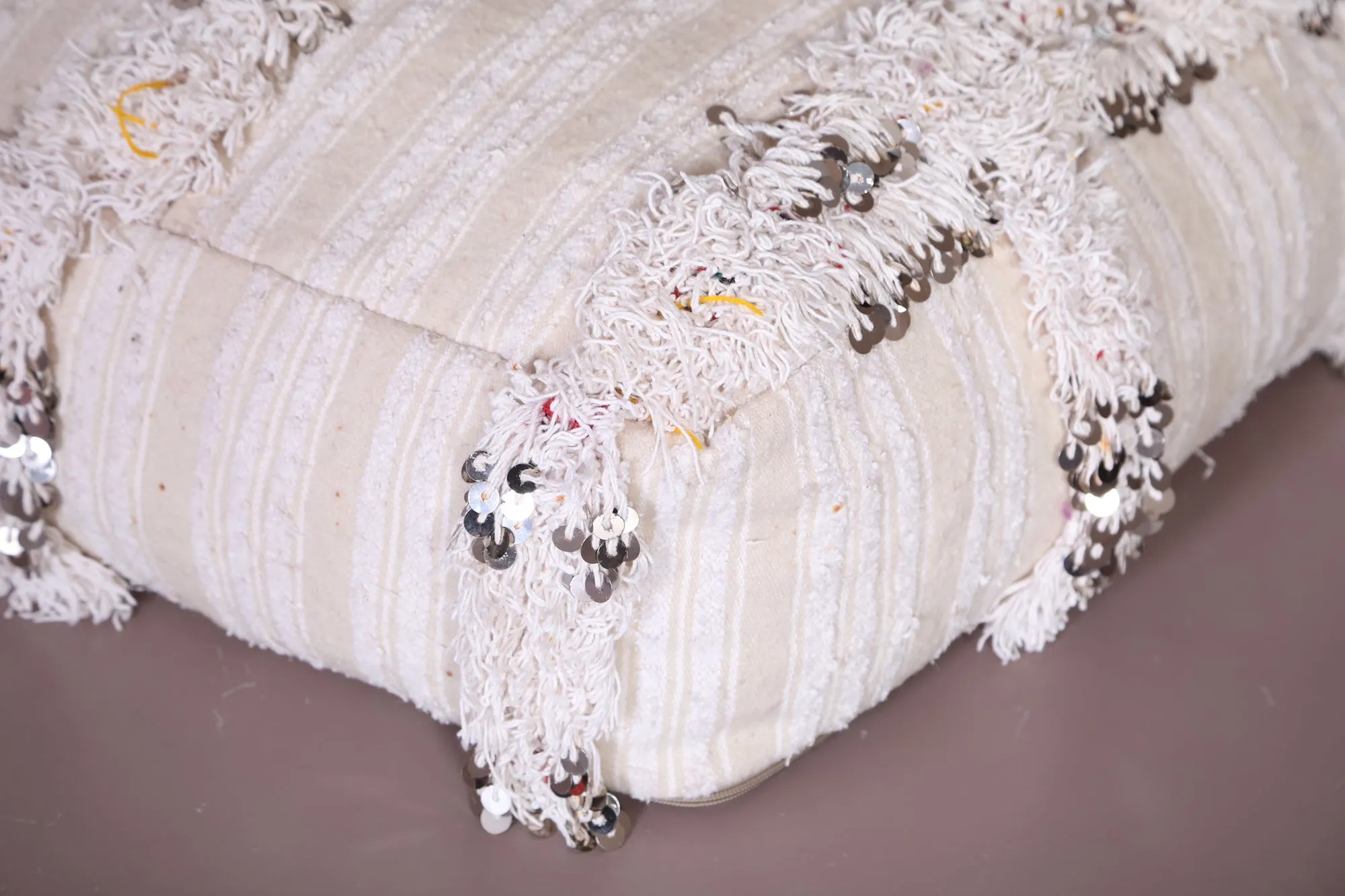 Moroccan handwoven woven berber kilim pouf