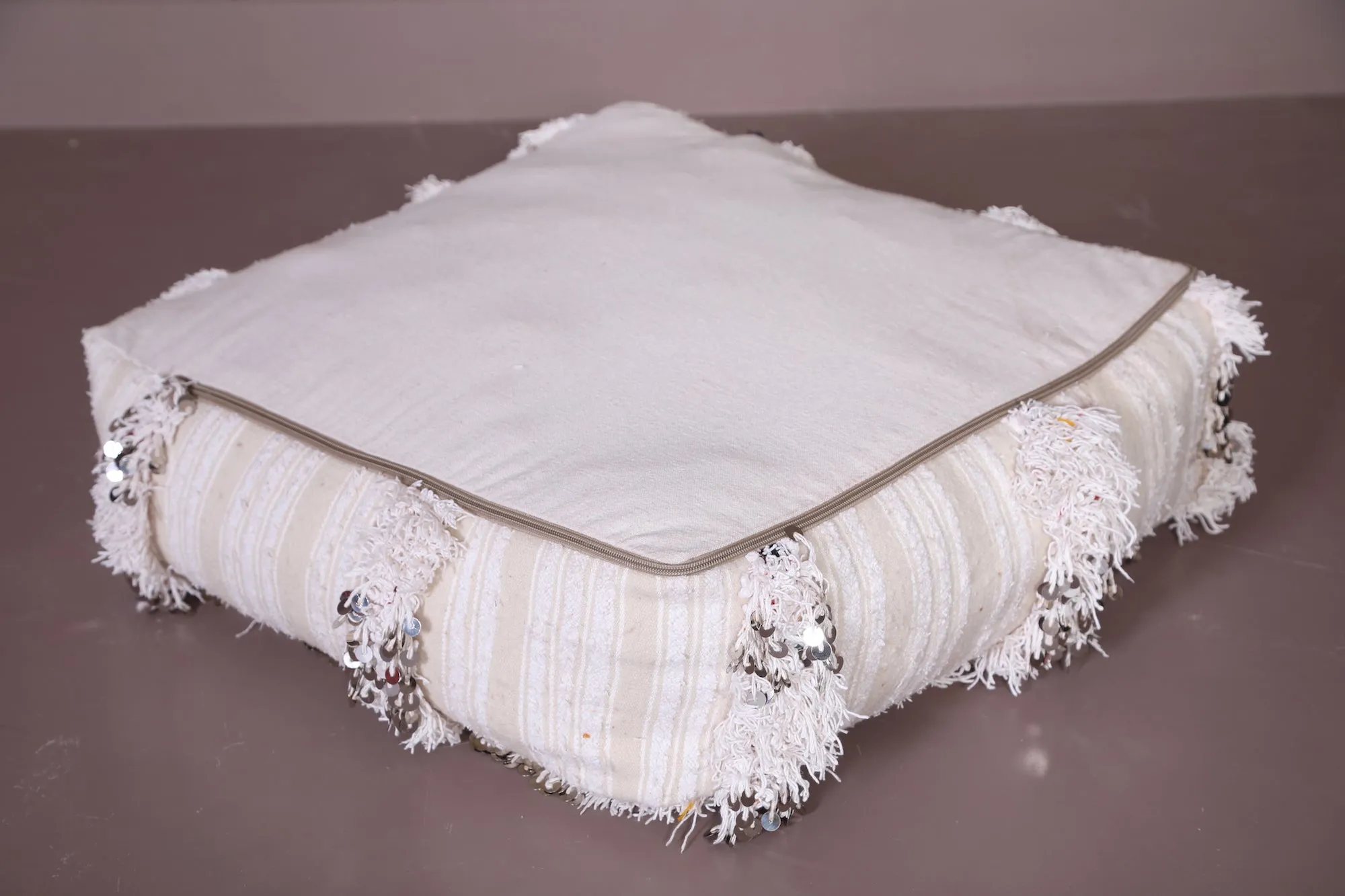 Moroccan handwoven woven berber kilim pouf