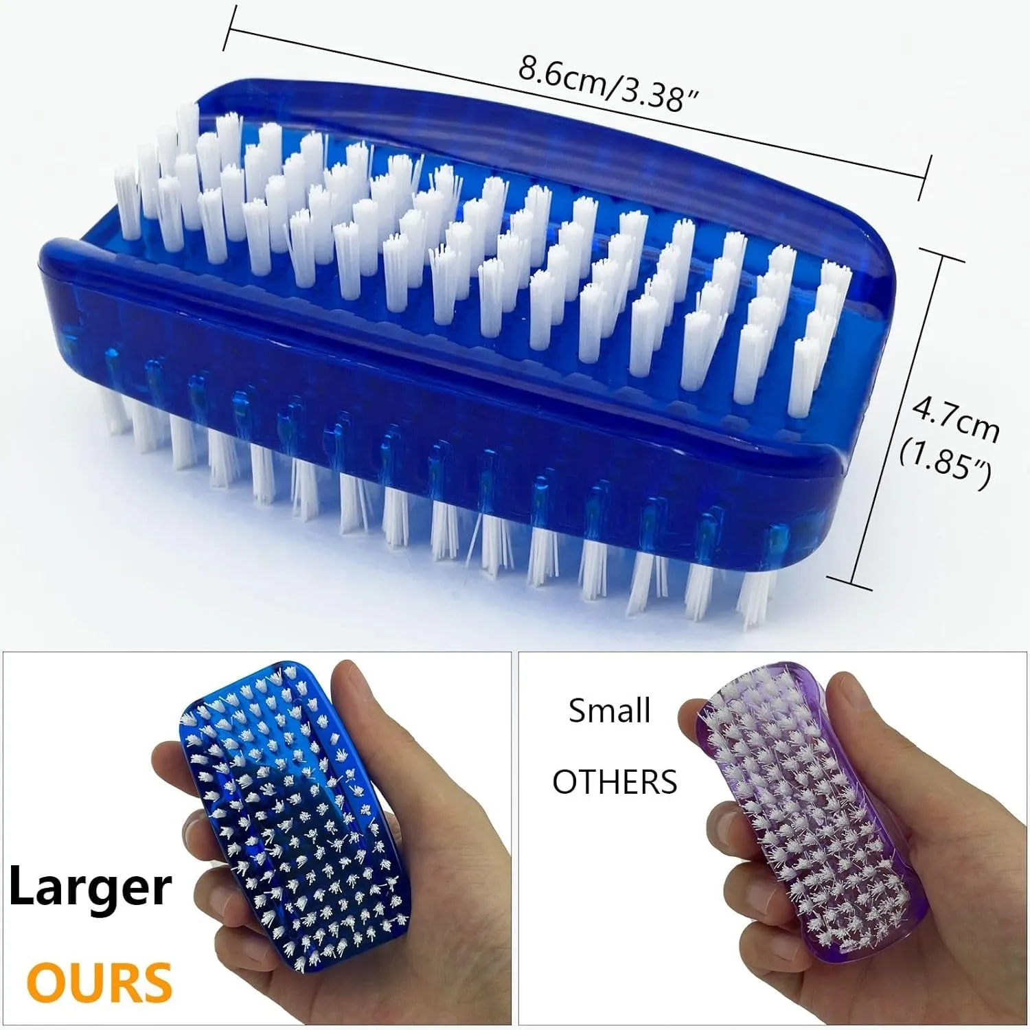 Nail Brush for Cleaning Fingernails 2 Sided Nylon Bristles Fingernail Brush for Cleaning Nail Scrubber Scrub Clean Soft Stiff Nail Scrub Brush, 2 Pack