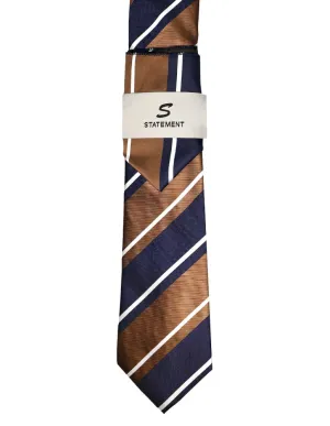 NAVY STRIPE 2 PC TIE & HANKIE SET