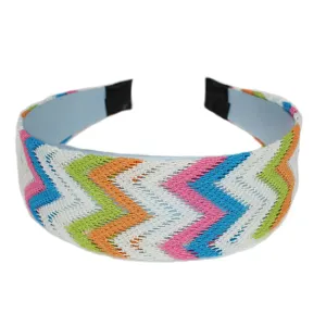 Orange Multicolor Woven Knit Chevron Headband