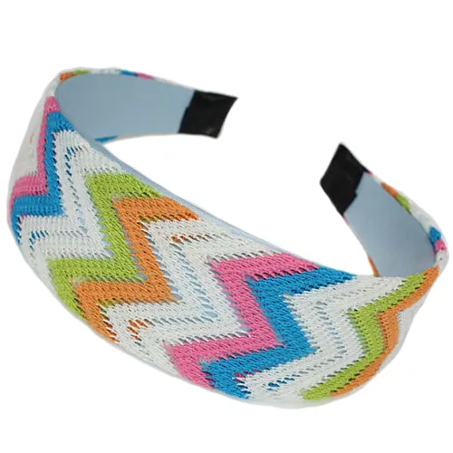Orange Multicolor Woven Knit Chevron Headband