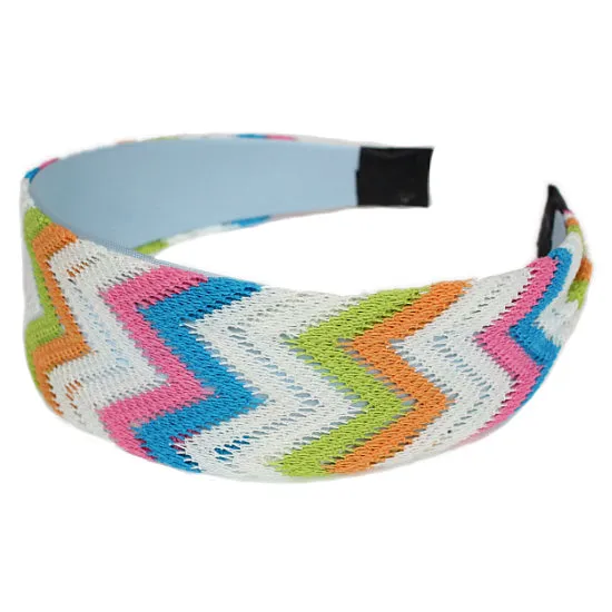 Orange Multicolor Woven Knit Chevron Headband