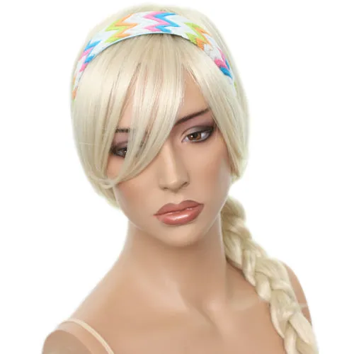 Orange Multicolor Woven Knit Chevron Headband