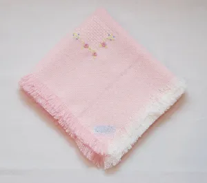 Pink Basket Weave Hand Woven Baby Blanket