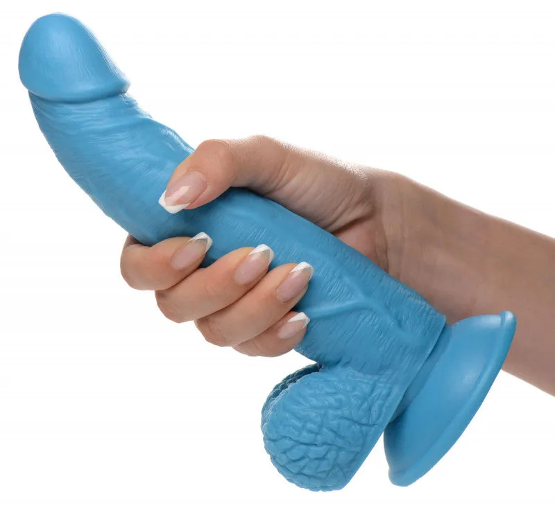 Pop Pecker 7.5 Inch Dildo With Balls - Blue