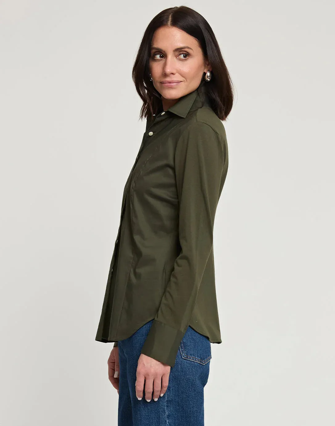 REBECCA LONG SLEEVE WOVEN/KNIT SHIRT