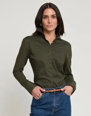 REBECCA LONG SLEEVE WOVEN/KNIT SHIRT