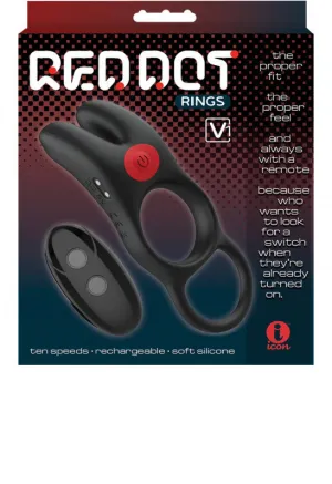 Red Dot Vibrating  Ring V1 With Remote - Black/red