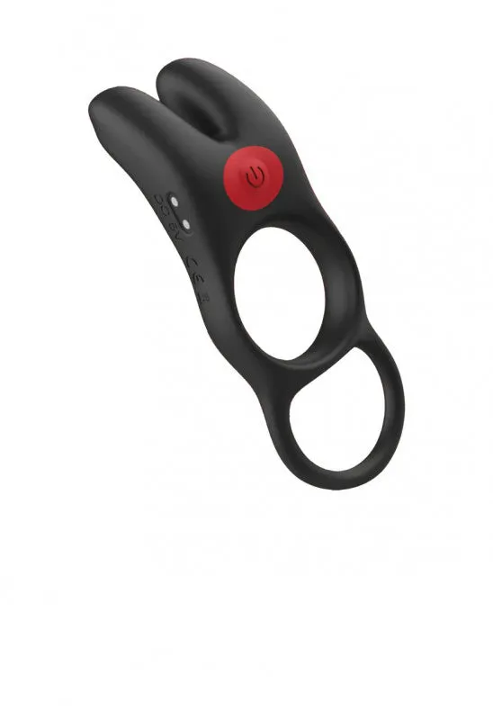 Red Dot Vibrating  Ring V1 With Remote - Black/red