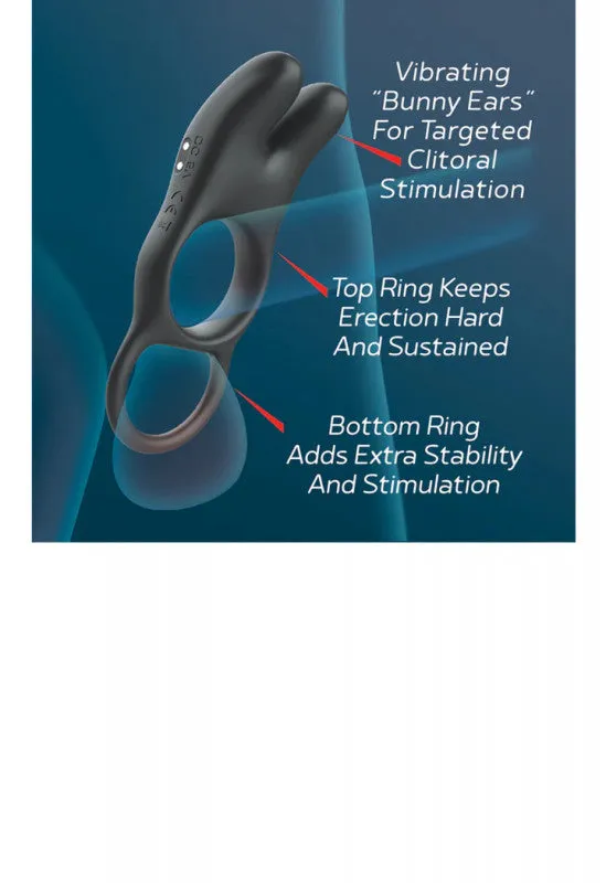 Red Dot Vibrating  Ring V1 With Remote - Black/red
