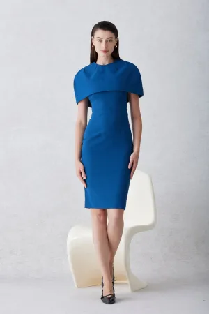 ROUND-NECKLINE DRESS IN DEEP BLUE