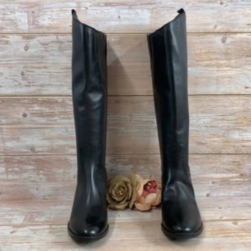 SAM EDELMAN Penny Black Leather Riding Boots 6M